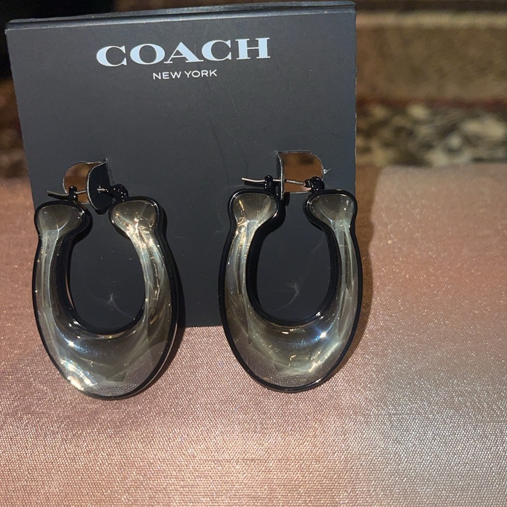 Coach Women's Signature Stone Hoop Earrings NWT - Picture 2 of 4